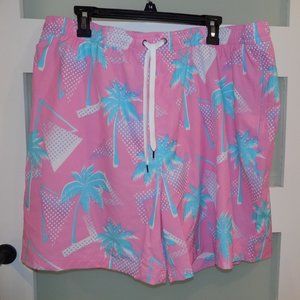 Sonoma Jazz Palm Tree Print Pink/Turquoise Swim Trunks Size XXL Men's NEW